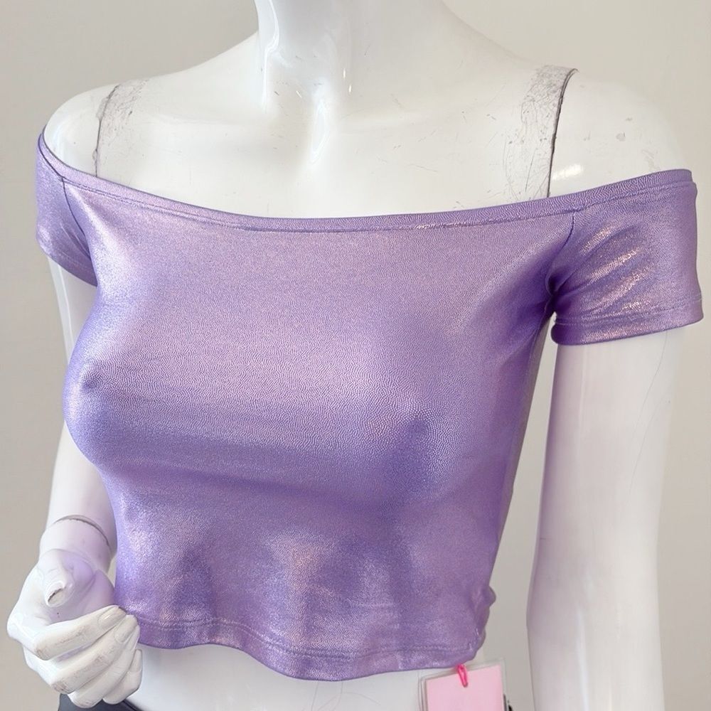 THE MIGHTY COMPANY Shimmering Purple Off-Shoulder Blouse